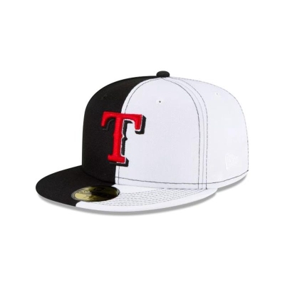 Black Texas Rangers Hat - New Era MLB Split Crown 59FIFTY Fitted Caps USA2657893